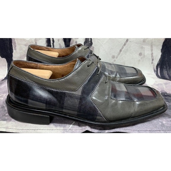Marco Vicci Premium Derby Dress Shoes Mens 11 M TITAN Gray Black Check Pattern main image 11